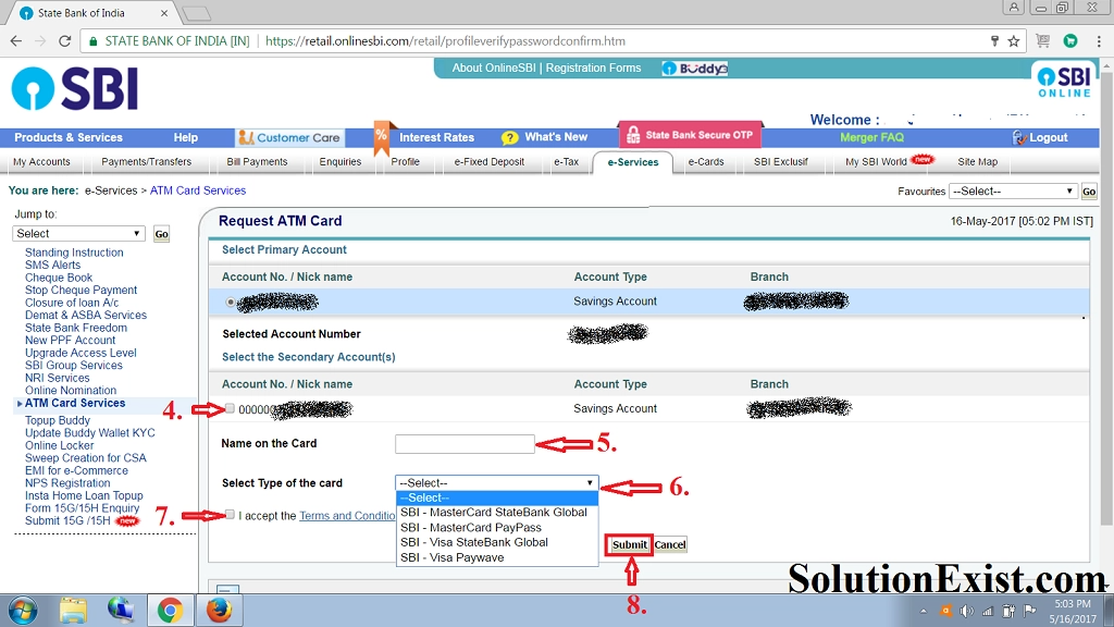 Apply New SBI ATM/Debit Card Online, Apply New SBI ATM/Debit Card Online Through Internet Banking, How to apply for SBI debit card without visiting branch, sbi atm card online registration, sbi debit card online apply application for new atm card of sbi