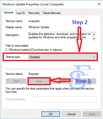 windows update service not running