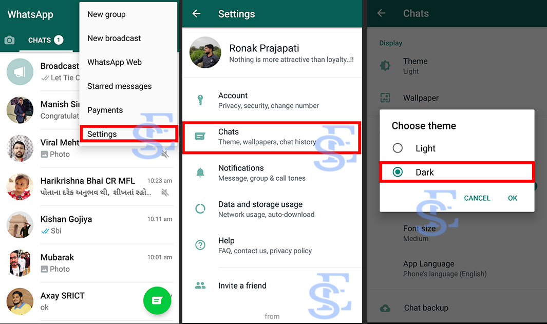 Enable dark mode in WhatsApp - No Root Method - Works for All 2 dark mode whatsapp