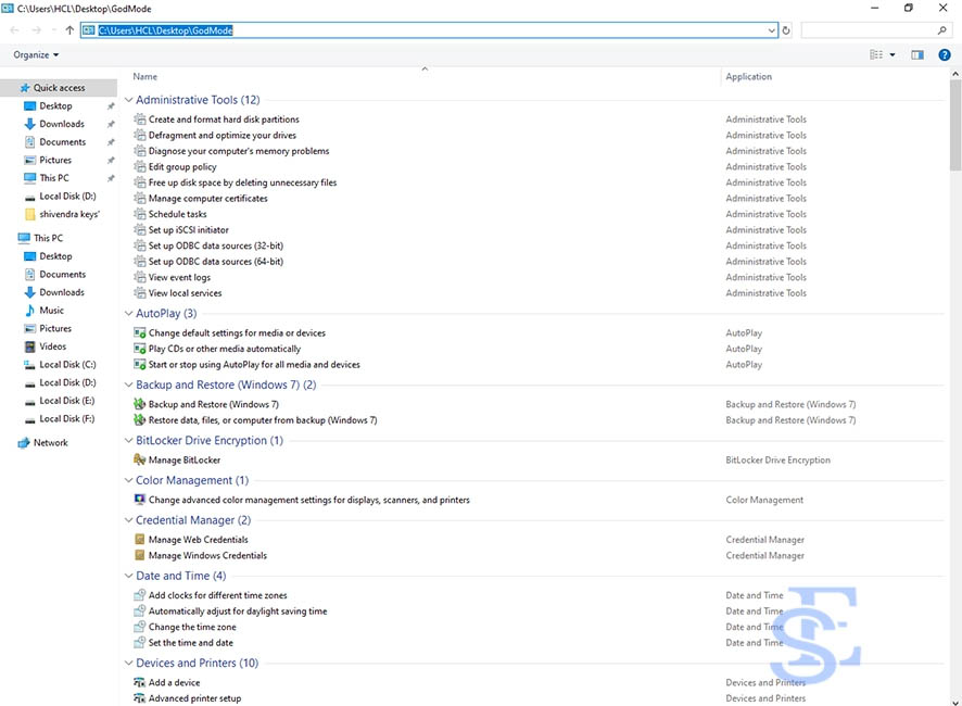 God Mode Windows 10