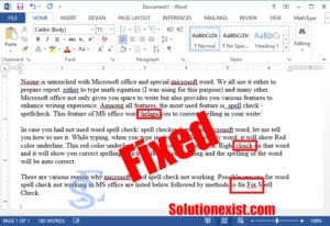 fix word spell check not working