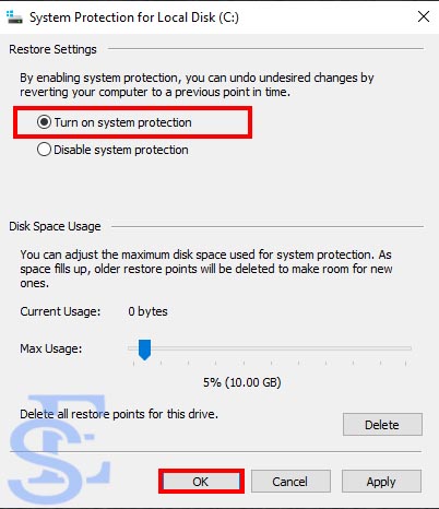 Create system restore in windows 10