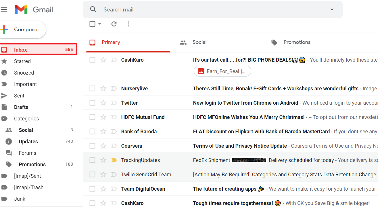 how do i get my gmail inbox to show all mail even sent mail