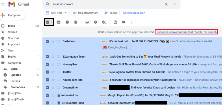 gmail few mails are not showing in my inbox