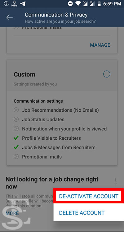 Deactivate your Naukri Account