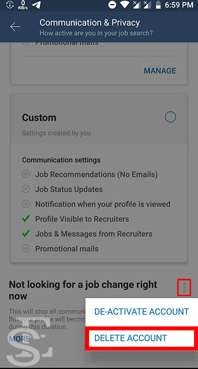 Delete Naukri profile permanently