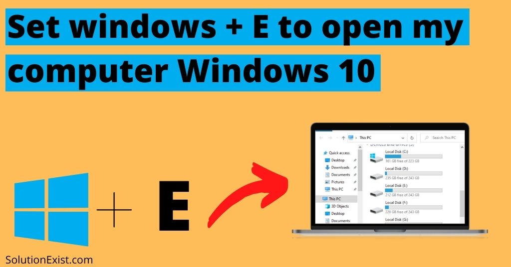 windows e shortcut to open my computer