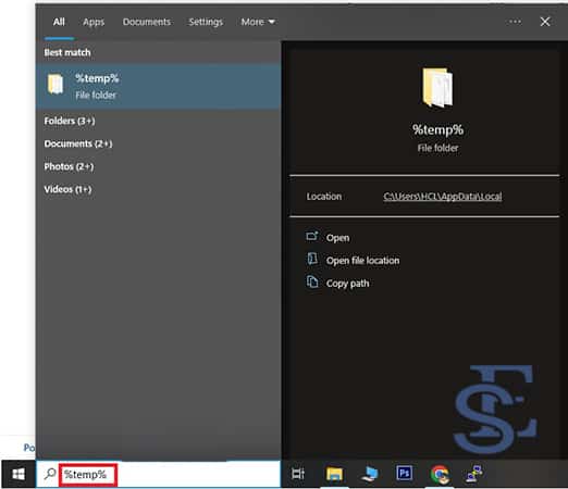 Delete temporary files from the computer