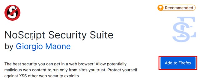 NoScript Extension in the Tor browser