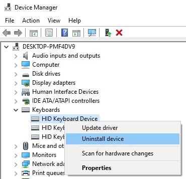 uninstall keyboard drivers on windows