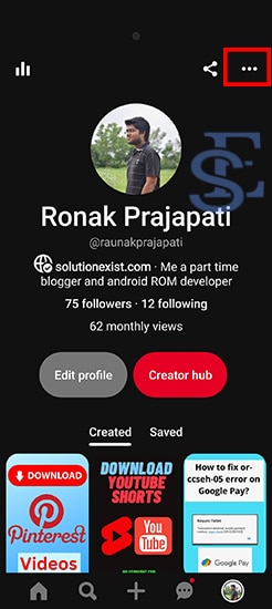 Pinterest recently viewed mobile